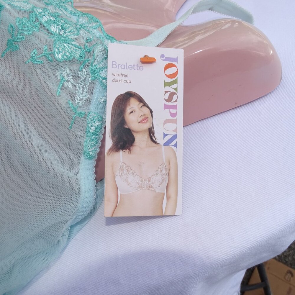 Joyspun Mint Green Soft Wirefree Embroidered Bralette XXL New - Picture 4 of 5